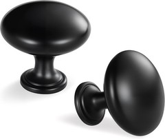 Lardmon 10 Pack Matte Black Round Cabinet Knobs 1.2″ Drawer Pulls