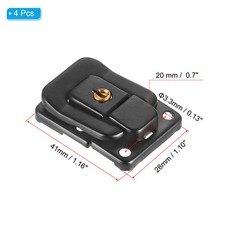 4 x Suitcase Lock Hasp 1.6″x1.10″ Iron Toggle Catch Latch with Key/Screw Black