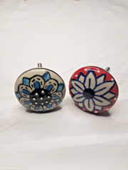 🎨🌺 Set of 12 Floreal Multicolor Ceramic Knobs • Hand‑Painted Drawer/Cabinet Pu