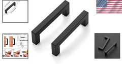 Sleek 10-Pack 3-3/4 Inch Stainless Steel Cabinet Pulls – Matte Black Finish