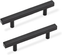 Black Cabinet Handles 2 1/2 Inch Square Drawer Pulls 5 Pack Matte Black Kitchen