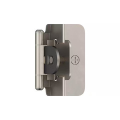 2-Pack Satin Nickel 1/2 In. Overlay Double Demountable Cabinet Hinges