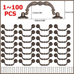 1-100PCS 3″ Antique Bronze Cabinet Handle Vintage Drop Bail Dresser Drawer Pull