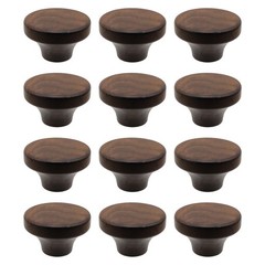 Flat Walnut Wooden Drawer Cabinet Knobs, 12 Pcs