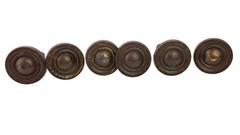 Vintage Round Brass Cabinet Drawer Knob Bullseye 1.25″ Concentric Target 6 Knobs