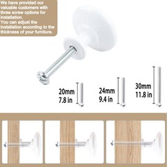 Pack of 6 Round Mushroom Shape Drawer Pulls Varnish White Furniture Cupboard …