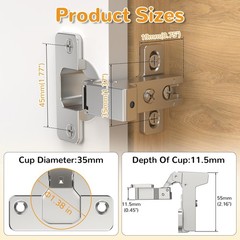 Chibery 20 Pack Face Frame Inset Cabinet Hinges 105° Soft Close Heavy Duty for