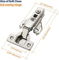 1 Pair 2 Packs Full Overlay Cabinet Door Hinges,105 Degree Adjustable Concealed