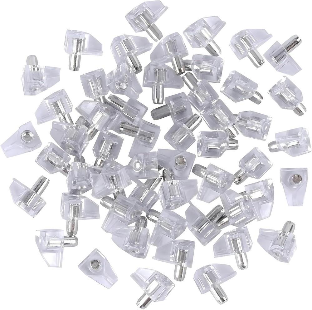 5 mm Clear Shelf Support Pegs Cabinet Clips Holder Plastic Bookcase Self-Lock…