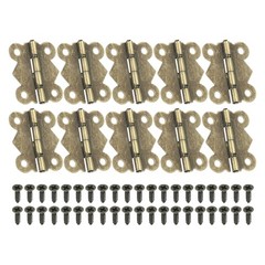 Small Jewelry Box Hinge 1-1/4 inch, 10 Pack 180-degree Butterfly Hinge, Brown