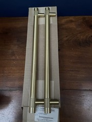 Rejuvenation Set of 2 Dawson 14” Cabinet Door Pulls Handles Brushed Gold