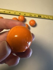 Orange Spherical Ball Cabinet Drawer Knob Porcelain 1-1/4″ diameter Lot of 9 Vtg