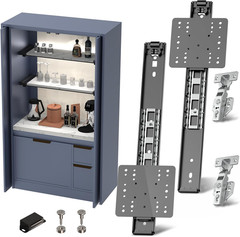 Cabinet Pocket Door Slide System Kit 16″,2PCS Inset Sliding Hardware for Hidden