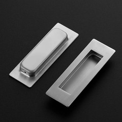 4 Pack Brushed Nickel Sliding Closet Door Handles Silver Flush Pulls 4.72in L…