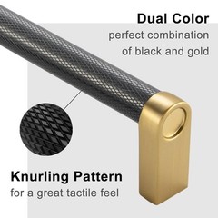5 Pack 3 Inch Knurled Black and Gold Cabinet Pulls Matte Black Brushed Gold
