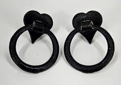 Black Hammered Metal Cabinet Or Drawer Pulls Heart Vintage Salvage – Set Of 2