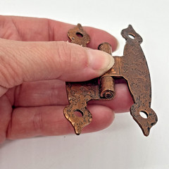 Vintage Hammered Copper-Plated H-Hinges DISTRESSED 6 Cabinet Hardware Colonial