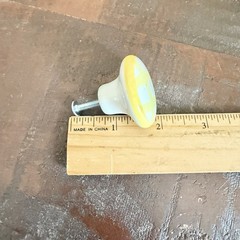 Yellow Gingham Check Ceramic Drawer Knobs Pulls Set of 10 Cottagecore Farmhouse