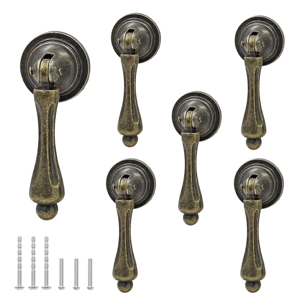 Bonsicoky 6Pcs Antique Bronze Tear Drop Pulls, Vintage 1.77 inches,