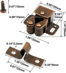 2 Pack Cabinet Latch Double Roller Catch, Heavy Duty Door Latches and Catches, I