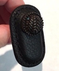 Vicenza Designs Cestino Knob Large Black Leather Oil Rubbed Bronze K1165