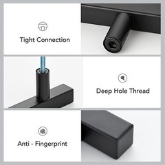 Black Square T Bar Drawer Pulls Knob Stainless Steel Kitchen Cabinet Handles LOT