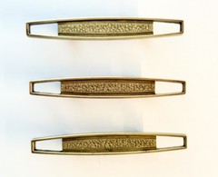 Set of 3 Mid Century Modern Brass Cabinet Drawer Pulls Textured 4-1/2″ P-5040