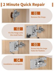 20 PCS Upgraded Cabinet Hinge Repair Plate Kit Stainless Steel Mounting Board