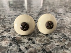 Set Of 2 Original Ethan Allen 1 Inch Porcelain Knob Hardware; Off White