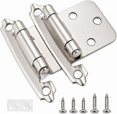 Surface Mount Cabinet Hinges, 10 Count Brushed Nickel with Quiet Closing Feature