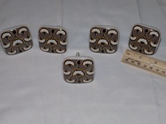 Set of 5 Art Nouveau Design 2″ Ceramic Drawer Cabinet Pulls Knobs Gray