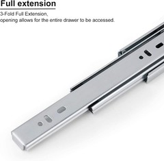 1 Pair 22 Inch 100 LB Capacity Full Extension Soft/Self Close Ball Bearing Side