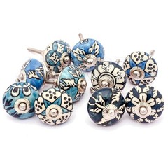 20 Pack Aqua Blue Green Ceramic Knobs – Floral Cabinet Pulls