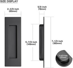 2 Pack Black Sliding Closet Door Handles Black Flush Pulls 7in Length Recesse…
