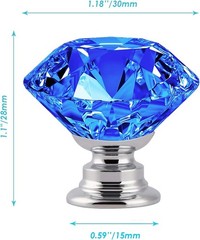 Luxurious 12 Pcs 30MM Blue Diamond Crystal Cabinet Knobs – Elegant Glass Handles