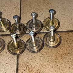 16-Qty Brass and White Ceramic Porcelain Drawer Pull Cabinet Knob 1.20” Diameter