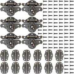 6 Pack Antique Bronze Decorative Hinges with Screws