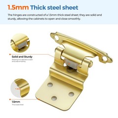 2 PCS 3/8 Inch Overlay Gold Cabinet Hinges SemiConcealed Face Mount Hardware