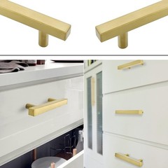 Goldenwarm 10 Pack Brushed Brass Cabinet Pulls T Bar 3in Hole Centers Gold NEW