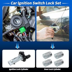 Ignition Lock Cylinder and Door Lock Cylinder with 2 Keys for Chevrolet