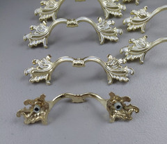 8 Vintage Ajax 990 French Provincial Drawer Cabinet Door Handle Pulls Gold White