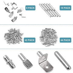 145-Piece Shelf Pin Kit, 4 Styles of Nickel Shelf Support Pegs