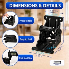 YDAJIURI Folding Brackets 8 Pack, Heavy-Duty Self-Locking Hinges with Screws,…