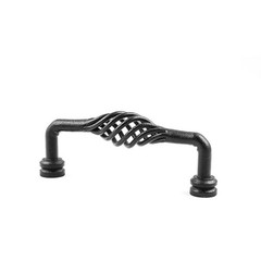 Black Wrought Iron Drawer Handle 6″ Cabinet Pull Birdcage Design Pack of 4