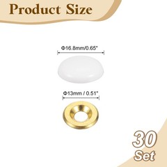 30 Pcs 16.8mm Decorative Caps Cover Nails, Zinc Alloy Screw Covers Caps, White