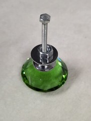 Dresser Drawer Cabinet Pull Knob Faceted Handle Glass Diamond Crystal Dark Green