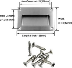 2 Pack Sliding Closet Door Handles Stainless Steel Square Flush Pulls 3.2in