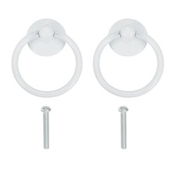 2PCS Single Hole Ring Pull 2.13×1.73″ Handles with Screws, White