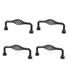 Black Wrought Iron Drawer Handle 6″ Cabinet Pull Birdcage Design Pack of 4