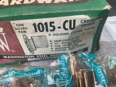 Vintage Washington Line Cabinet Hardware Hinges Copper Plated 9 Pair
